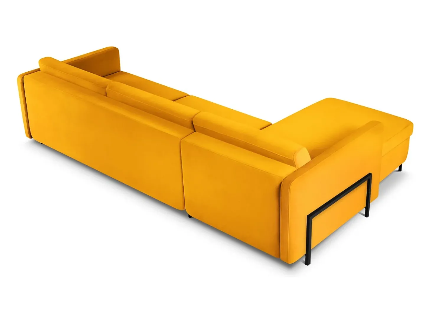CXL by Christian Lacroix - Sofá de canto convertível à esquerda "Yanis" 5 lugares em veludo amarelo - 280x170x80cm