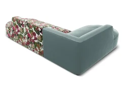 CXL by Christian Lacroix - Sofá de canto esquerdo "Charles" 4 lugares em veludo padrão rosa jardim, menta - 273x180x69cm