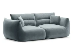 CXL by Christian Lacroix - Sofá modular "Maurie" 3 lugares em veludo azul cinza - 224x107x90cm