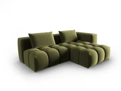CXL by Christian Lacroix - Sofá modular de canto direito "Lorella" 3 lugares em veludo verde claro - 205x145x70cm