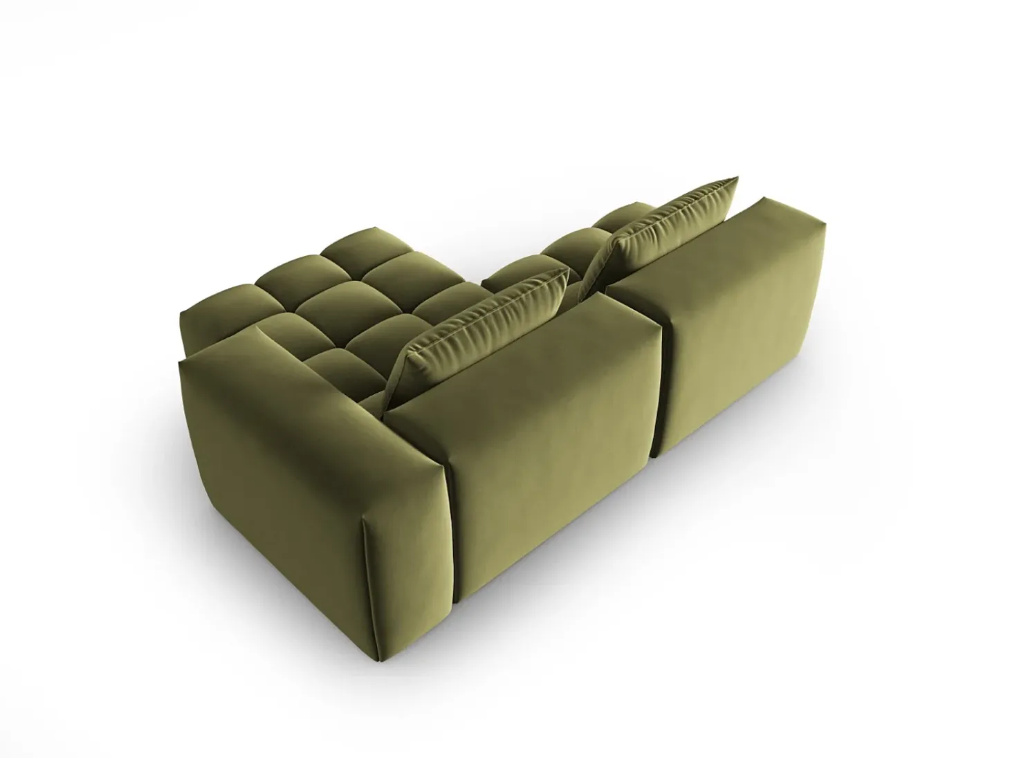 CXL by Christian Lacroix - Sofá modular de canto direito "Lorella" 3 lugares em veludo verde claro - 205x145x70cm