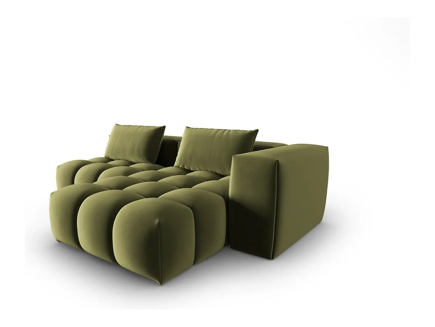 CXL by Christian Lacroix - Sofá modular de canto direito "Lorella" 3 lugares em veludo verde claro - 205x145x70cm