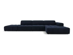 CXL by Christian Lacroix - Sofá de canto direito "Luc" 5 lugares em veludo azul escuro - 341x166x70cm