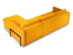 CXL by Christian Lacroix - Sofá-cama de canto direito "Yanis" 4 lugares em veludo amarelo - 260x170x80cm
