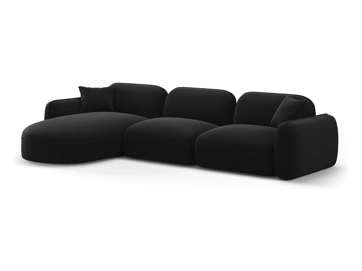 CXL by Christian Lacroix - Sofá modular de canto esquerdo "Lucien" 4 lugares em veludo preto - 320x165x70cm