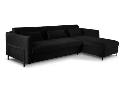 CXL by Christian Lacroix - Sofá-cama de canto direito "Yanis" 5 lugares em veludo preto - 280x170x80cm