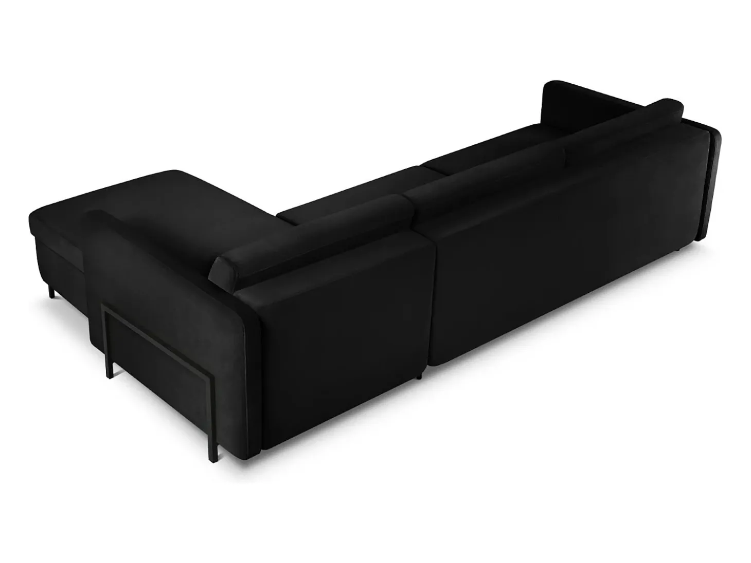 CXL by Christian Lacroix - Sofá-cama de canto direito "Yanis" 5 lugares em veludo preto - 280x170x80cm