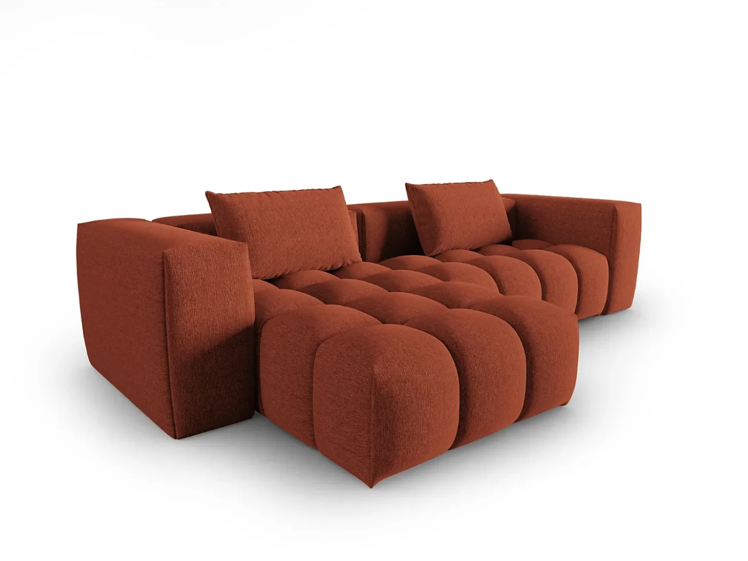 CXL by Christian Lacroix - Sofá modular de canto esquerdo "Lorella" 3 lugares em tecido estrutural coral - 260x145x70cm
