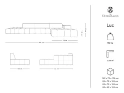 CXL by Christian Lacroix - Sofá de canto direito "Luc" 5 lugares em veludo preto - 341x166x70cm