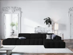 CXL by Christian Lacroix - Sofá de canto direito "Luc" 5 lugares em veludo preto - 341x166x70cm