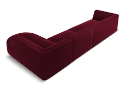 CXL by Christian Lacroix - Sofá de canto direito "Charles" 5 lugares em veludo vermelho - 366x180x69cm