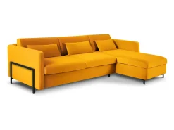 CXL by Christian Lacroix - Sofá-cama de canto direito "Yanis" 5 lugares em veludo amarelo - 280x170x80cm
