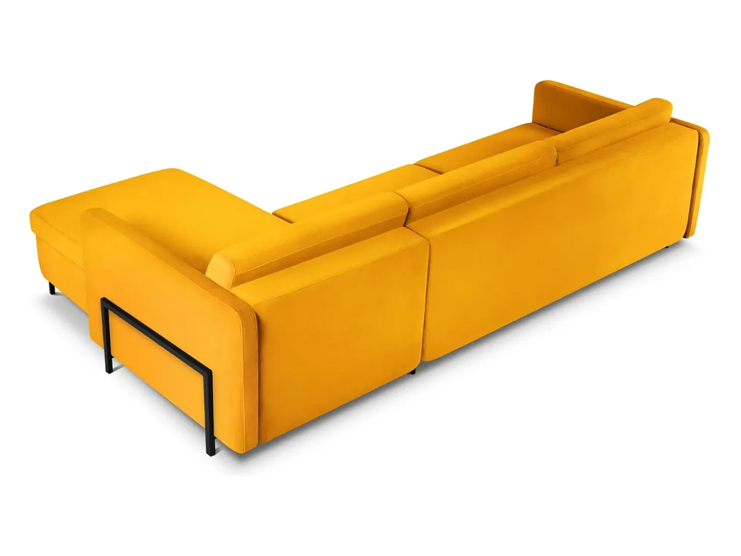 CXL by Christian Lacroix - Sofá-cama de canto direito "Yanis" 5 lugares em veludo amarelo - 280x170x80cm