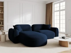 CXL by Christian Lacroix - Sofá modular de canto esquerdo "Lucien" 3 lugares em veludo azul real - 230x165x70cm