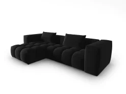 CXL by Christian Lacroix - Sofá modular de canto esquerdo "Lorella" 3 lugares em veludo preto - 260x145x70cm