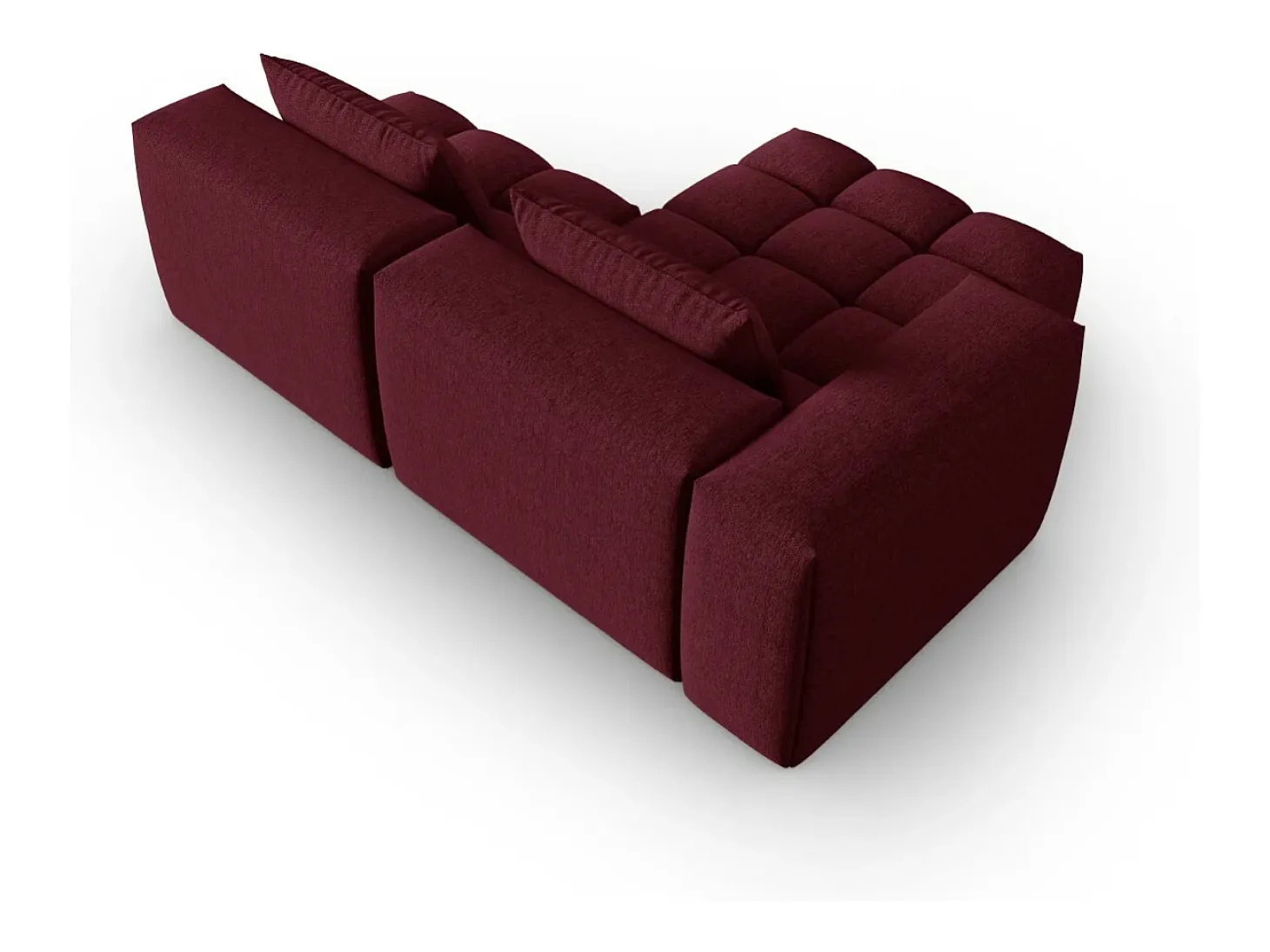 CXL by Christian Lacroix - Sofá modular de canto esquerdo "Lorella" 3 lugares em tecido estrutural bordeaux - 205x145x70cm