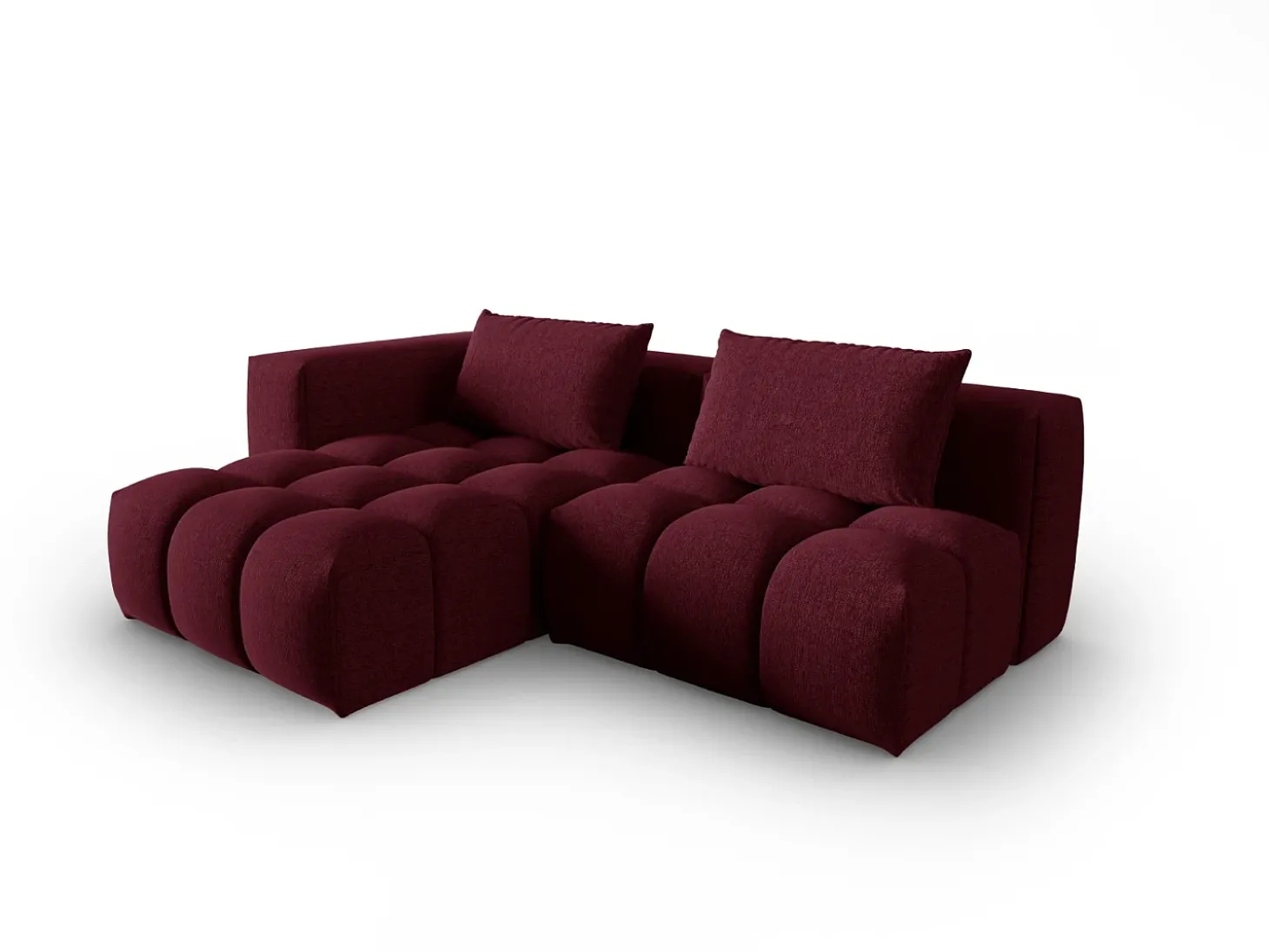 CXL by Christian Lacroix - Sofá modular de canto esquerdo "Lorella" 3 lugares em tecido estrutural bordeaux - 205x145x70cm