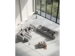 CXL by Christian Lacroix - Sofá modular de canto esquerdo "Lorella" 4 lugares em tecido estrutural bege escuro - 265x145x70cm