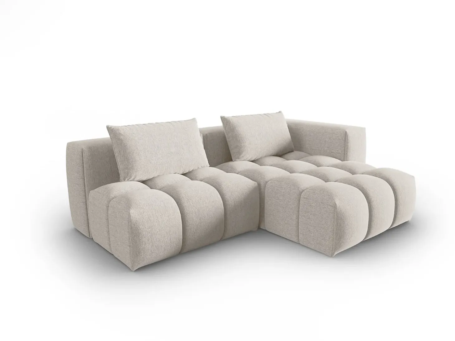 CXL by Christian Lacroix - Sofá modular de canto direito "Lorella" 3 lugares em tecido estrutural bege - 205x145x70cm