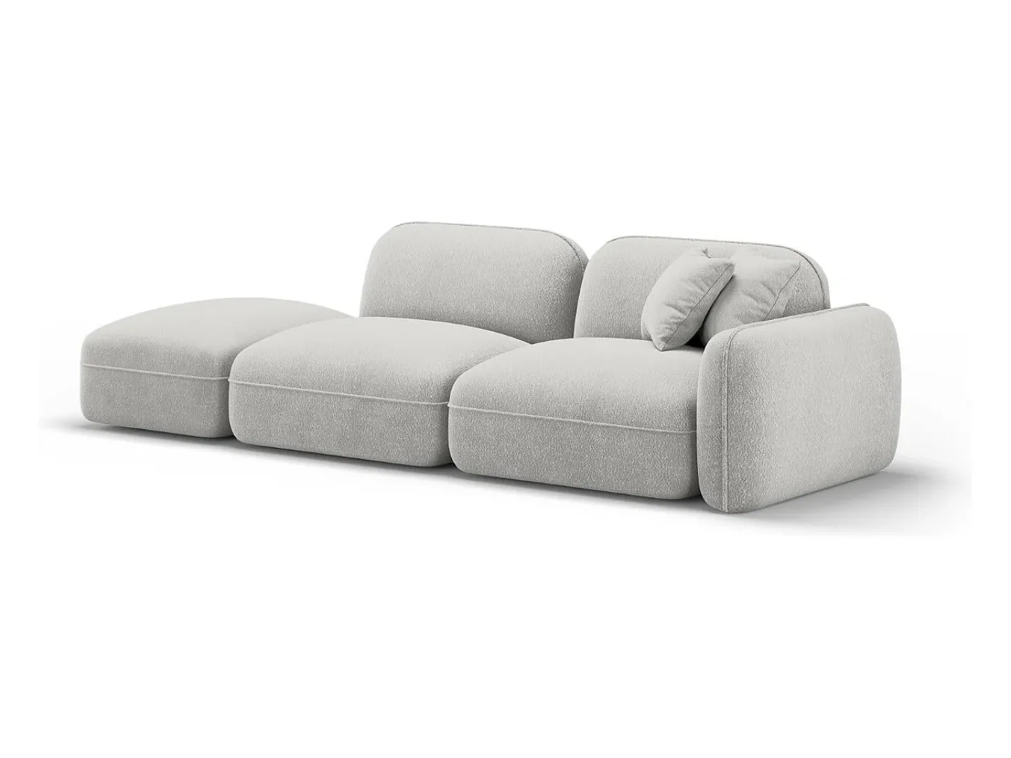 CXL by Christian Lacroix - Sofá modular virado para a esquerda "Lucien" 3 lugares em veludo cinza claro - 295x90x70cm