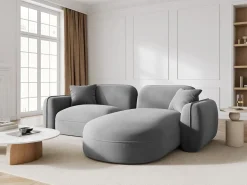 CXL by Christian Lacroix - Sofá modular de canto direito "Lucien" 3 lugares em veludo cinza claro - 230x165x70cm
