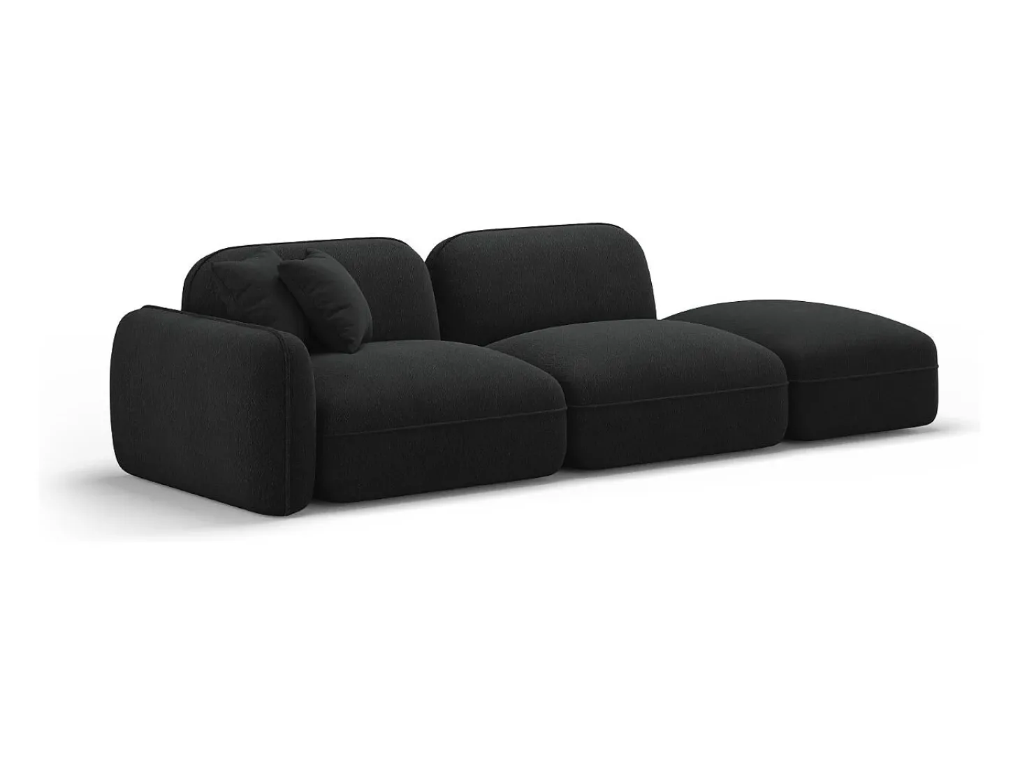 CXL by Christian Lacroix - Sofá modular direito "Lucien" 3 lugares em veludo carvão - 295x90x70cm