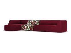 CXL by Christian Lacroix - Sofá de canto esquerdo "Charles" 5 lugares em veludo padrão de rosas de jardim, vermelho - 366x180x69cm