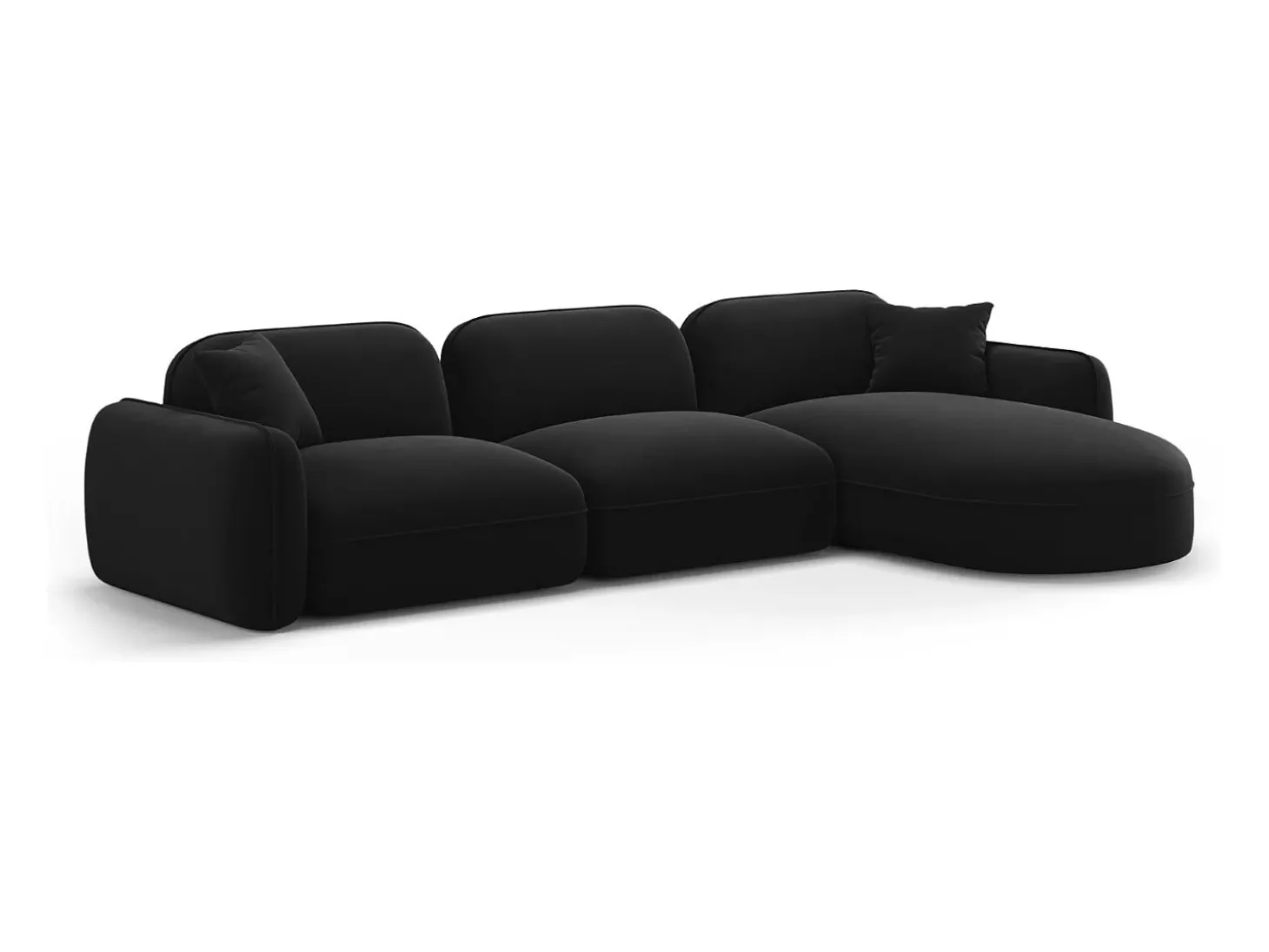 CXL by Christian Lacroix - Sofá modular de canto direito "Lucien" 4 lugares em veludo preto - 320x165x70cm
