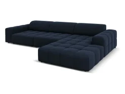 CXL by Christian Lacroix - Sofá de canto direito "Luc" 4 lugares em veludo azul escuro - 284x166x70cm