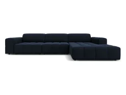 CXL by Christian Lacroix - Sofá de canto direito "Luc" 4 lugares em veludo azul escuro - 284x166x70cm