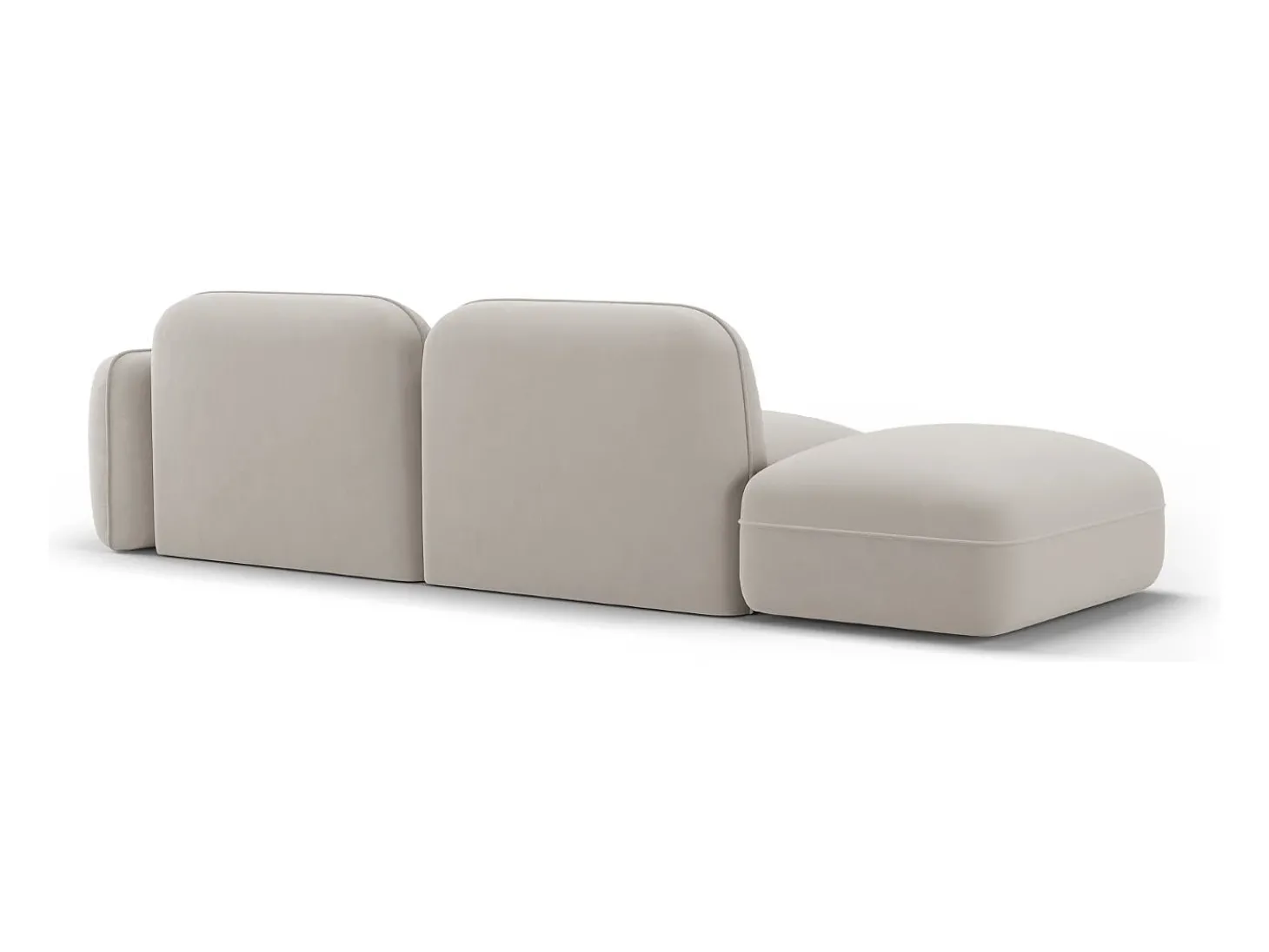 CXL by Christian Lacroix - Sofá modular virado para a esquerda "Lucien" 3 lugares em veludo bege claro - 295x90x70cm