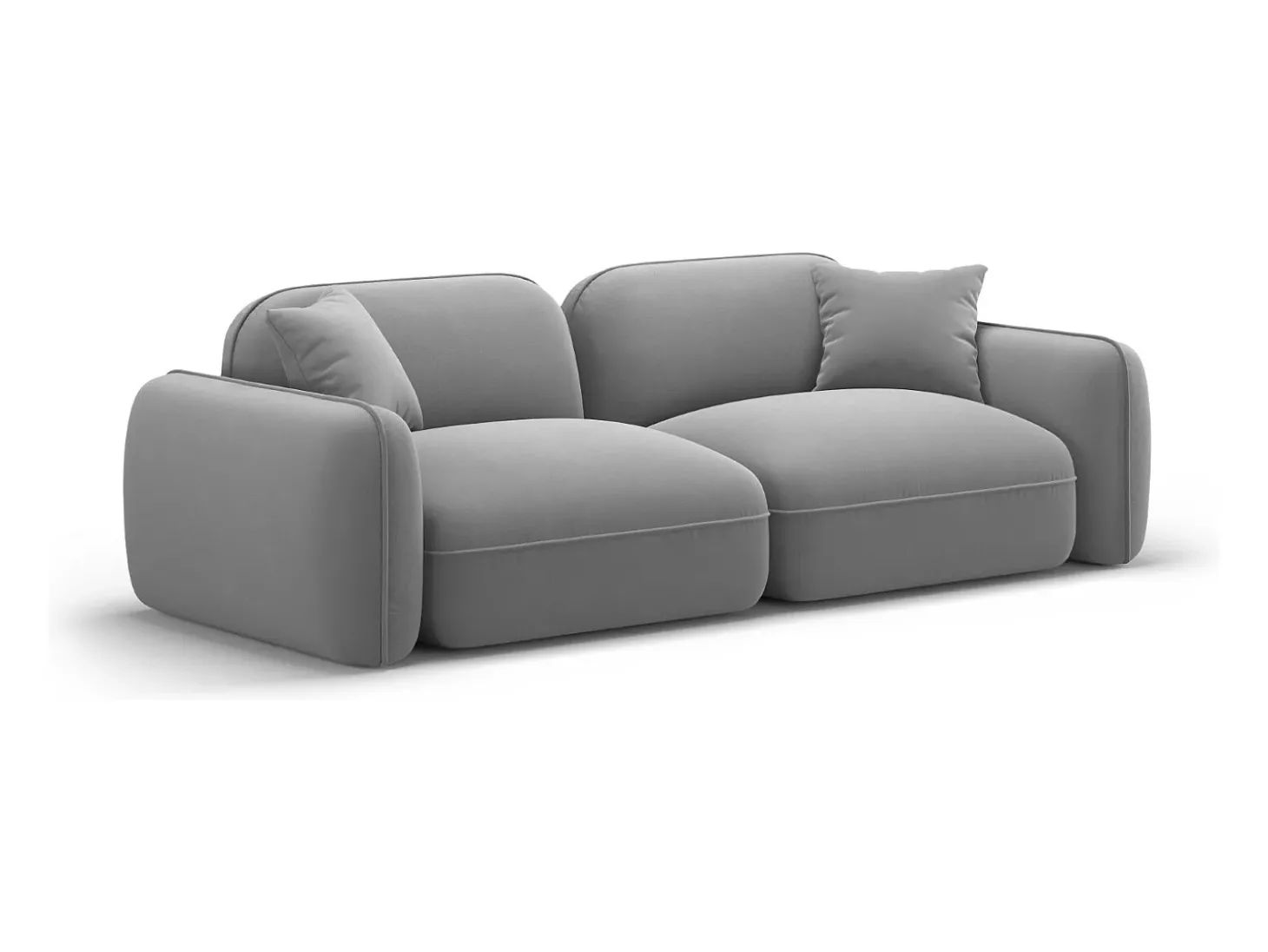 CXL by Christian Lacroix - Sofá modular "Lucien" 3 lugares em veludo cinza claro - 230x90x70cm