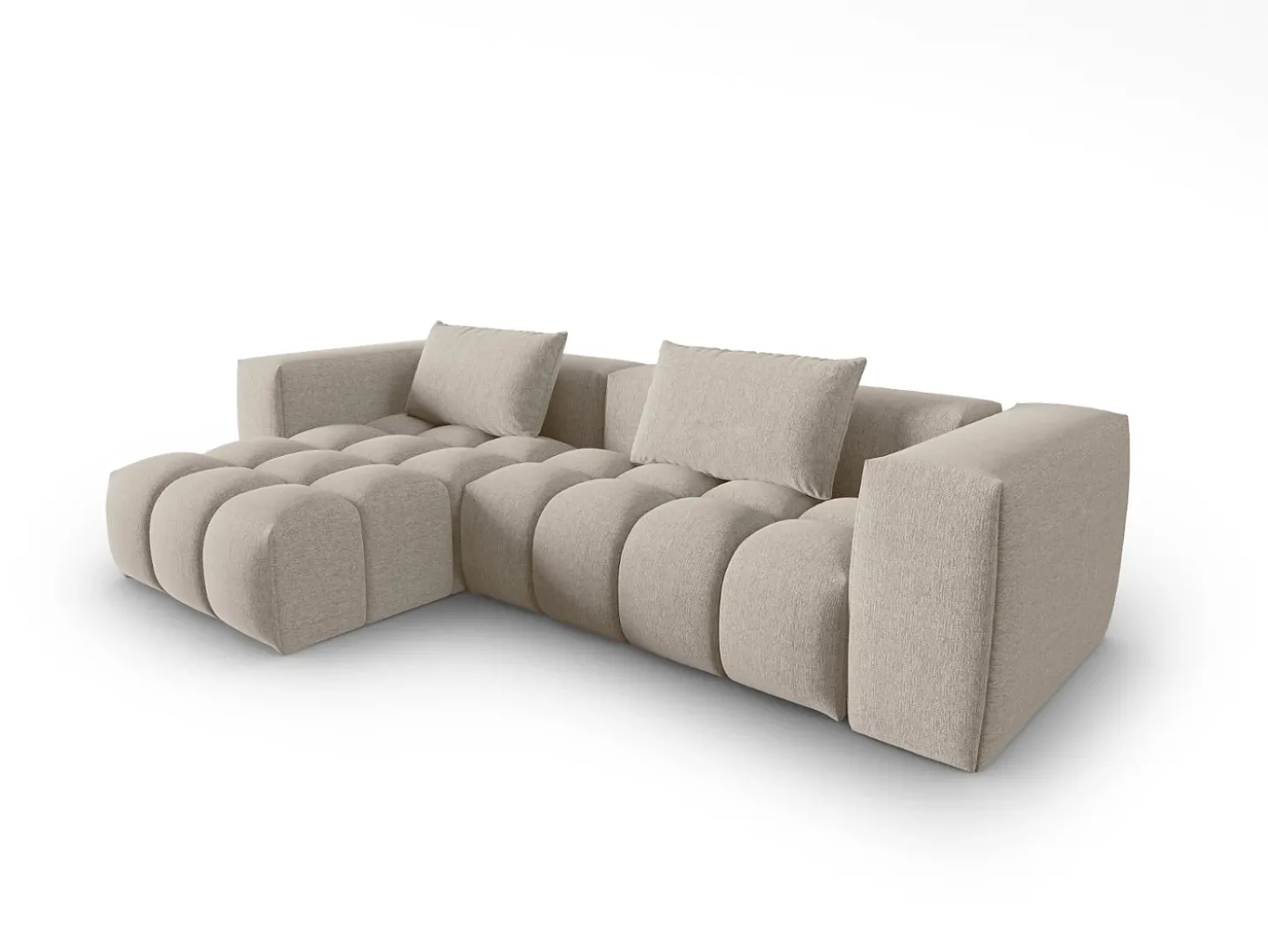 CXL by Christian Lacroix - Sofá modular de canto esquerdo "Lorella" 3 lugares em tecido estrutural areia - 260x145x70cm