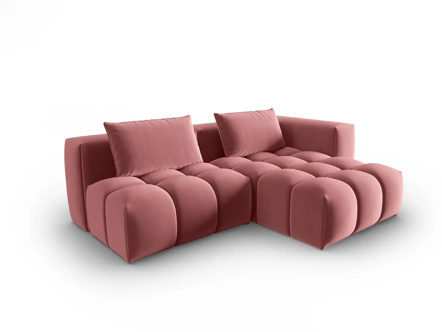 CXL by Christian Lacroix - Sofá modular de canto direito "Lorella" 3 lugares em veludo salmão - 205x145x70cm