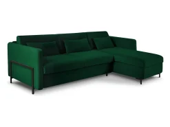 CXL by Christian Lacroix - Sofá-cama de canto direito "Yanis" 4 lugares em veludo verde garrafa - 260x170x80cm