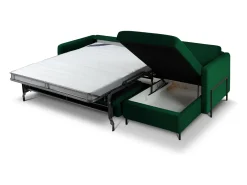 CXL by Christian Lacroix - Sofá-cama de canto direito "Yanis" 4 lugares em veludo verde garrafa - 260x170x80cm