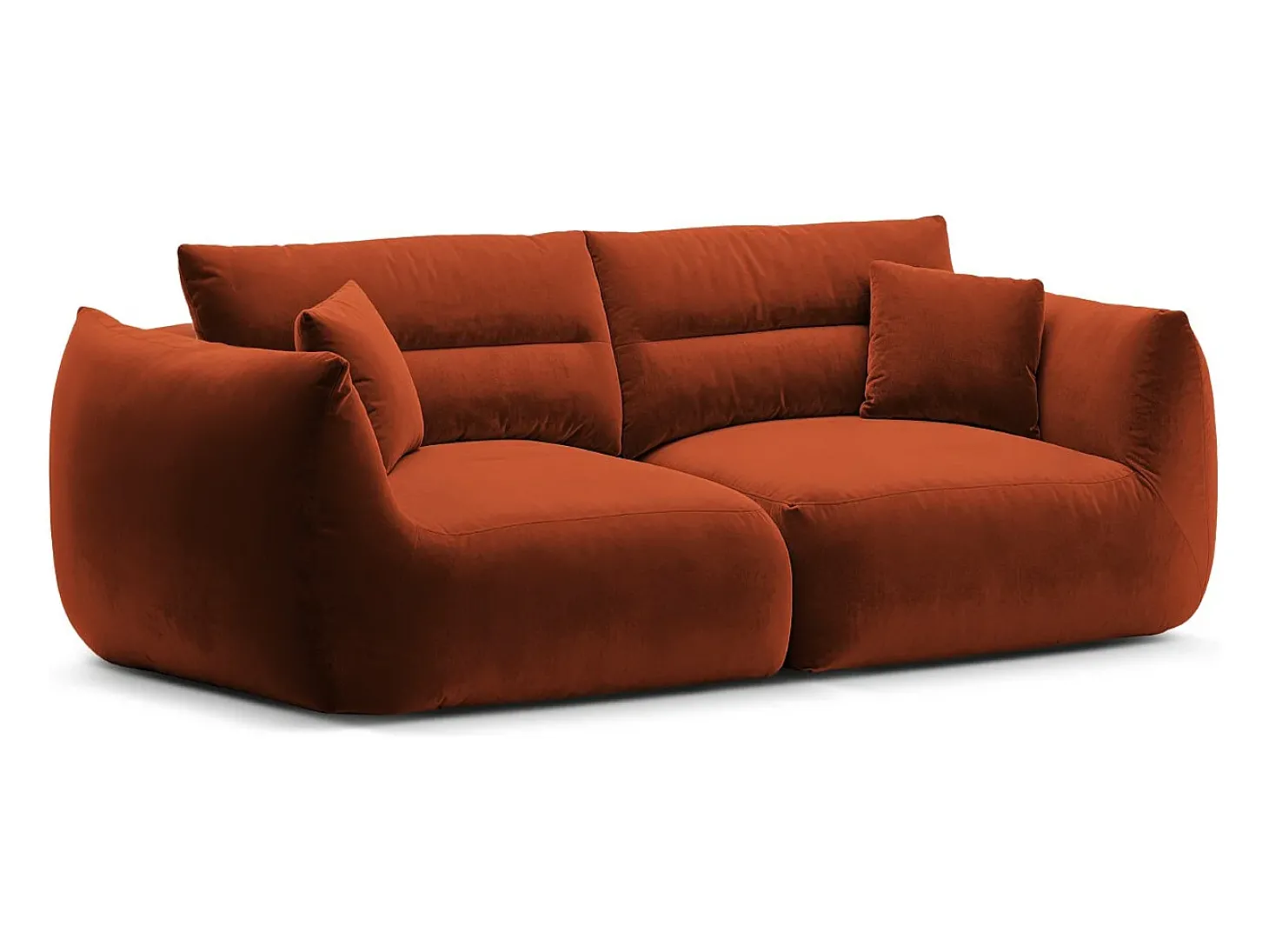 CXL by Christian Lacroix - Sofá modular "Maurie" 3 lugares em veludo castanho-avermelhado - 224x107x90cm