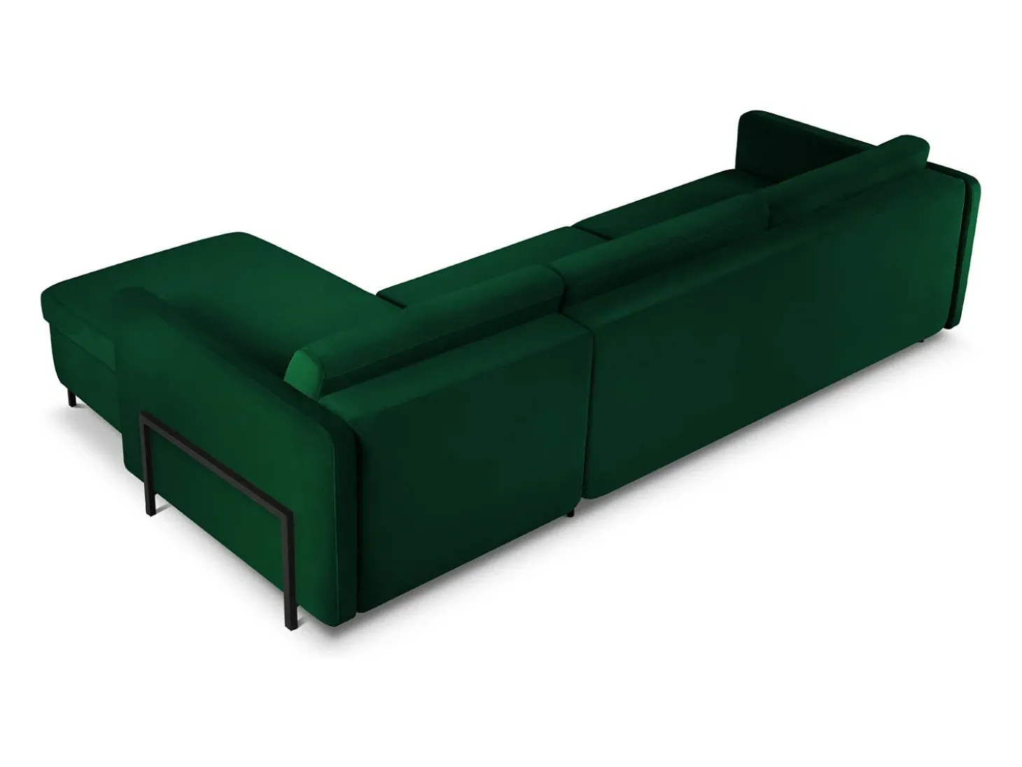 CXL by Christian Lacroix - Sofá-cama de canto direito "Yanis" 5 lugares em veludo verde garrafa - 280x170x80cm