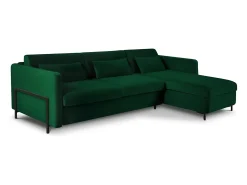 CXL by Christian Lacroix - Sofá-cama de canto direito "Yanis" 5 lugares em veludo verde garrafa - 280x170x80cm