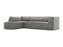 CXL by Christian Lacroix - Sofá de canto esquerdo "Charles" 4 lugares em veludo cinza claro - 273x180x69cm
