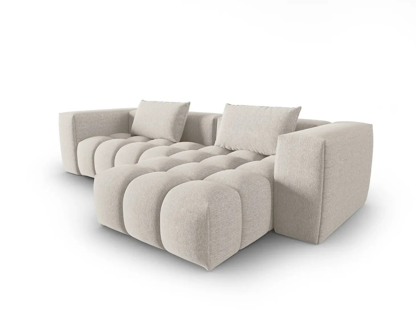 CXL by Christian Lacroix - Sofá modular de canto direito "Lorella" 3 lugares em tecido estrutural bege - 260x145x70cm