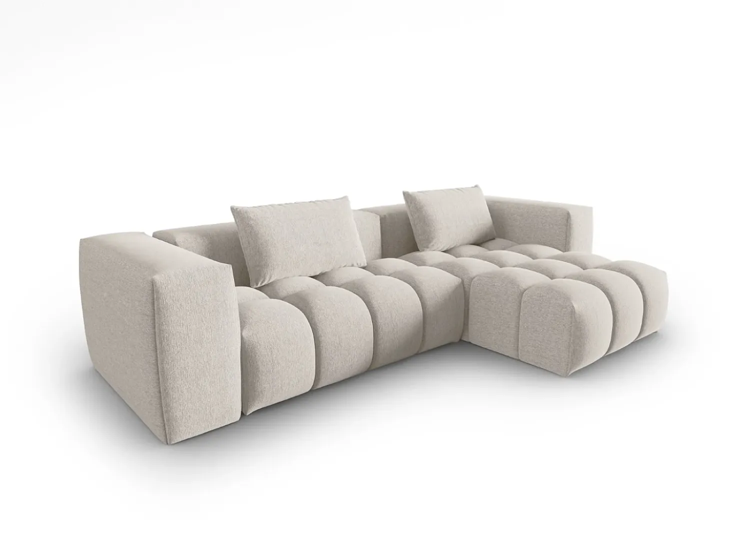 CXL by Christian Lacroix - Sofá modular de canto direito "Lorella" 3 lugares em tecido estrutural bege - 260x145x70cm