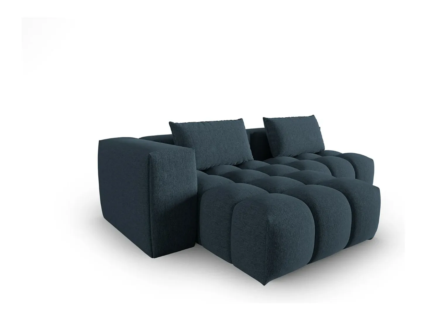 CXL by Christian Lacroix - Sofá modular de canto esquerdo "Lorella" 3 lugares em tecido estrutural azul escuro - 205x145x70cm