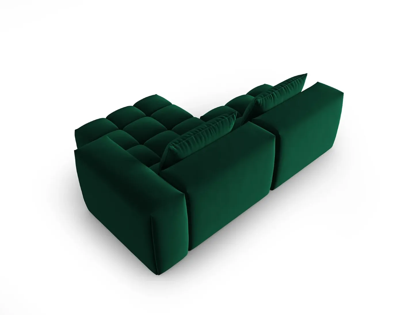 CXL by Christian Lacroix - Sofá modular de canto direito "Lorella" 3 lugares em veludo verde garrafa - 205x145x70cm