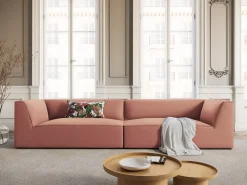 CXL by Christian Lacroix - Sofá "Charles" 4 lugares em veludo rosa - 302x93x69cm