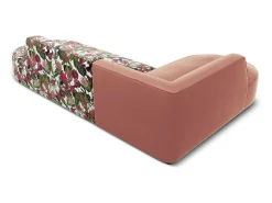 CXL by Christian Lacroix - Sofá de canto esquerdo "Charles" 4 lugares em veludo padrão de rosas de jardim, rosa - 273x180x69cm