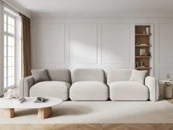 CXL by Christian Lacroix - Sofá modular "Lucien" 4 lugares em veludo bege claro - 320x90x70cm