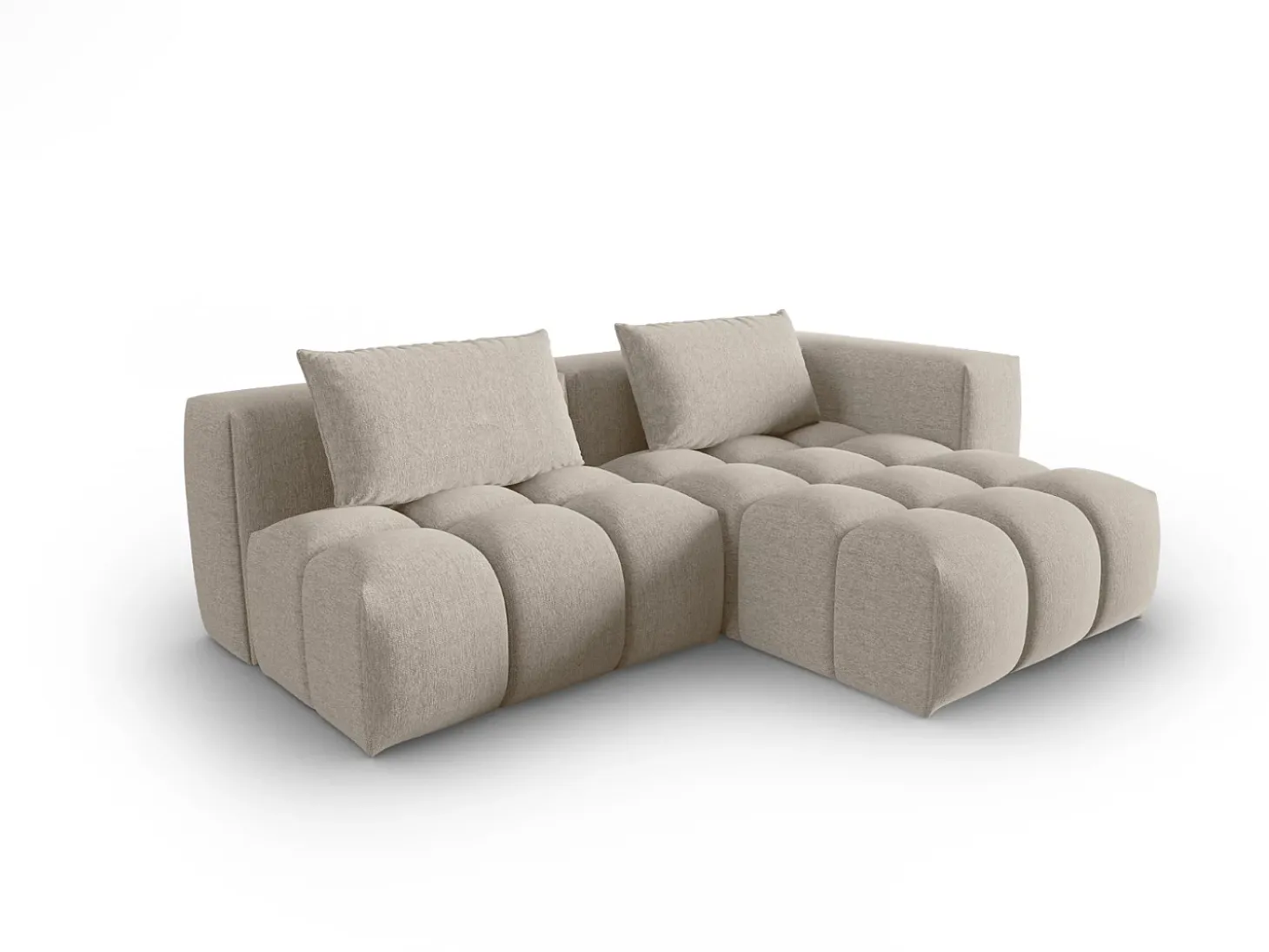 CXL by Christian Lacroix - Sofá modular de canto direito "Lorella" 3 lugares em tecido estrutural areia - 205x145x70cm