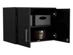 Cyrus Armário de despensa em melamina com 3 prateleiras, 50 cm X 70 cm X 40.5 cm , Preto