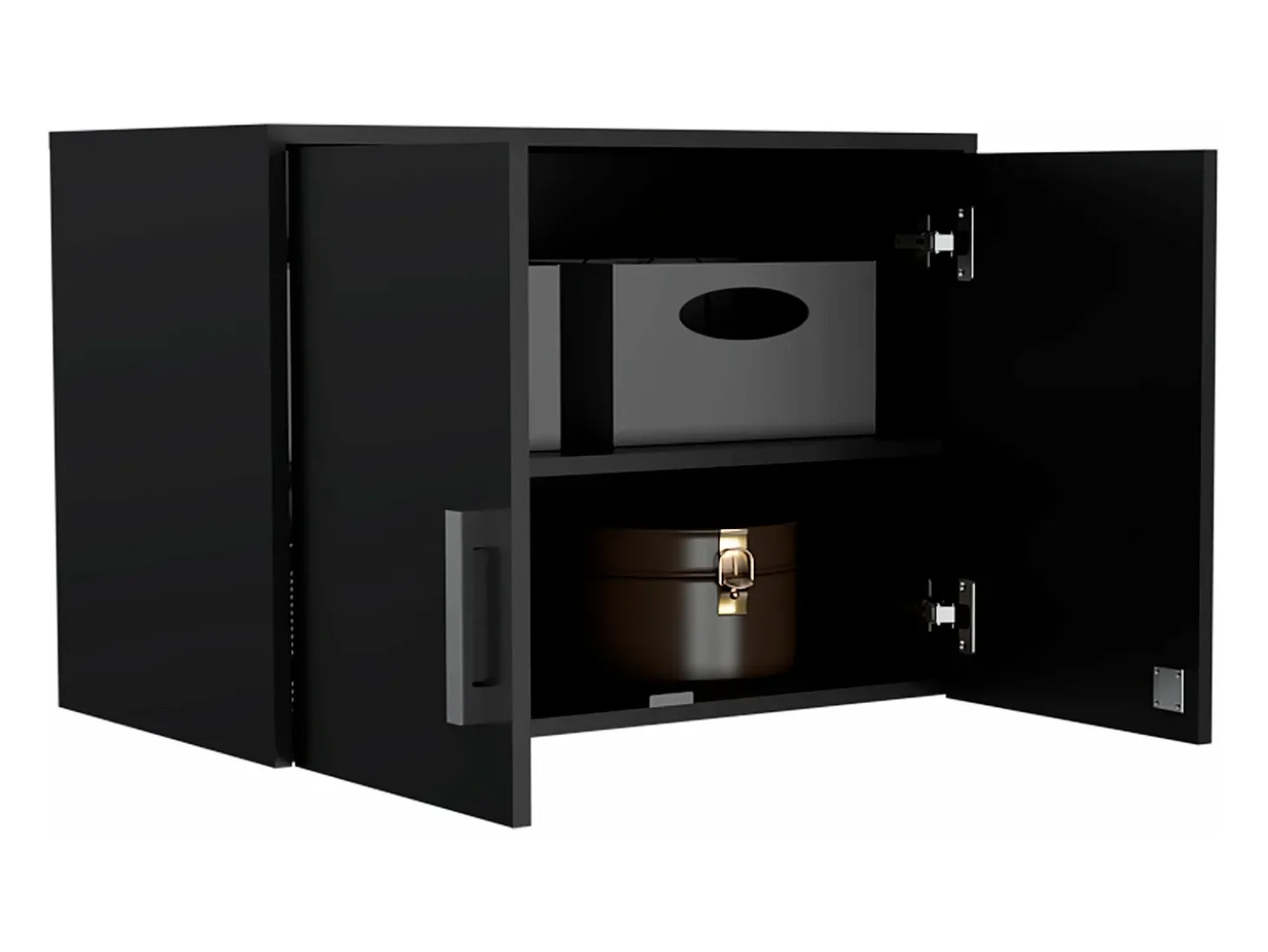 Cyrus Armário de despensa em melamina com 3 prateleiras, 50 cm X 70 cm X 40.5 cm , Preto